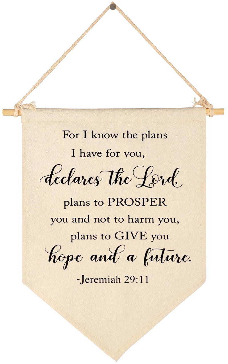 Topthink I Know the Plans I Have for You-Canvas Hanging Flag Banner Wall Sign-Inspirational Gift for Nursery, Kids Room, Living Room, Bedroom, Front Porch-Jeremiah 29:11-Bible Verse Scripture Decor - Image 1